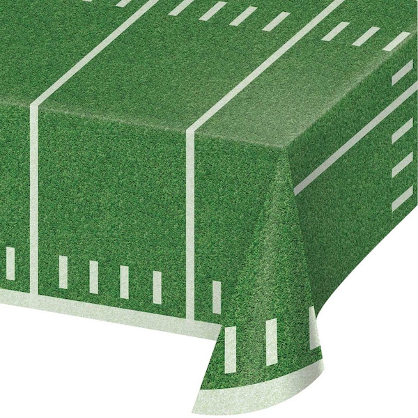 Creative Converting Football Field Plastic Tablecloth, 108"x54", 6PK 346634 - main